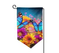 Bandiera da giardino di benvenuto per esterni di piccole dimensioni 31 x 45 cm doppia faccia resistente alle intemperie bandiera per casa colorata farfalla fiore bandiere verticali per fattoria