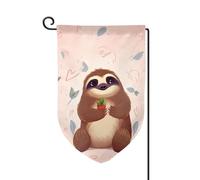 Bandiera da giardino di benvenuto per esterni di piccole dimensioni 31 x 45 cm doppia faccia resistente alle intemperie bandiera per casa carino bradipo bandiere verticali per fattoria all'aperto