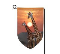 Bandiera da giardino di benvenuto per esterni di piccole dimensioni 31 x 45 cm doppia faccia resistente alle intemperie bandiera della casa giraffa al tramonto bandiere verticali per fattoria
