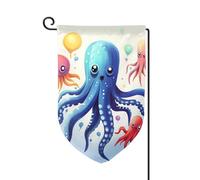 Bandiera da giardino di benvenuto per esterni di piccole dimensioni 31 x 45 cm doppia faccia resistente alle intemperie bandiera per casa colorata calamari polpo bandiere verticali per fattoria