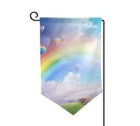 Bandiera da giardino di benvenuto per esterni di piccole dimensioni 31 x 45 cm doppia faccia resistente alle intemperie bandiera per casa arcobaleno da sogno bandiere verticali per fattoria all'aperto