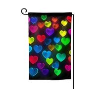 Bandiera da giardino di benvenuto per esterni di piccole dimensioni 31 x 45 cm doppia faccia resistente alle intemperie bandiera per casa arcobaleno cuori bandiere verticali per fattoria all'aperto
