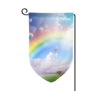 Bandiera da giardino di benvenuto per esterni di piccole dimensioni 31 x 45 cm doppia faccia resistente alle intemperie bandiera per casa arcobaleno da sogno bandiere verticali per fattoria all'aperto