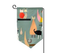 Bandiera da giardino di benvenuto per esterni di piccole dimensioni 31 x 45 cm doppia faccia resistente alle intemperie bandiera per casa arte moderna della metà del secolo bandiere verticali per