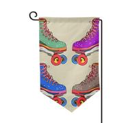 Bandiera da giardino di benvenuto per esterni di piccole dimensioni 31 x 45 cm doppia faccia resistente alle intemperie bandiera per casa retrò colorata pattini a rotelle bandiere verticali per