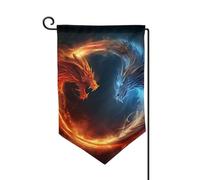 Bandiera da giardino di benvenuto per esterni di piccole dimensioni 31 x 45 cm doppia faccia resistente alle intemperie bandiera per casa draghi di fuoco e ghiaccio bandiere verticali per fattoria