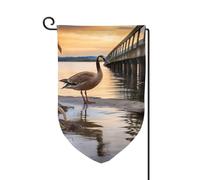 Bandiera da giardino di benvenuto per esterni di piccole dimensioni 31 x 45 cm doppia faccia resistente alle intemperie bandiera per casa oca selvatica vicino al ponte bandiere verticali per fattoria