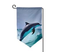 Bandiera da giardino di benvenuto per esterni di piccole dimensioni 31 x 45 cm doppia faccia resistente alle intemperie bandiera per casa delfino bandiere verticali per fattoria all'aperto prato patio