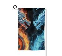 Bandiera da giardino di benvenuto per esterni di piccole dimensioni 31 x 45 cm doppia faccia resistente alle intemperie bandiera per casa ghiaccio e fuoco draghi bandiere verticali per fattoria