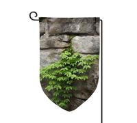 Bandiera da giardino di benvenuto per esterni di piccole dimensioni 31 x 45 cm doppia faccia resistente alle intemperie bandiera della casa pianta su parete di pietra bandiere verticali per fattoria