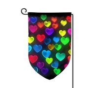 Bandiera da giardino di benvenuto per esterni di piccole dimensioni 31 x 45 cm doppia faccia resistente alle intemperie bandiera per casa arcobaleno cuori bandiere verticali per fattoria all'aperto