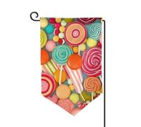Bandiera da giardino di benvenuto per esterni di piccole dimensioni 31 x 45 cm su entrambi i lati resistente alle intemperie bandiera della casa lecca-lecca modello bandiere verticali per fattoria
