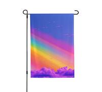 Bandiera da giardino di benvenuto per esterni di piccole dimensioni da giardino, 71 x 101 cm, doppia faccia, resistente alle intemperie, bandiera per casa, arcobaleno, estetica, verticale, decorazione