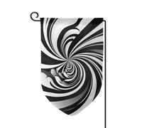 Bandiera da giardino di benvenuto per esterni, piccola bandiera, 31,8 x 45,7 cm, doppia faccia, resistente alle intemperie, bandiera per casa, bianca, nera, design a vortice, bandiere verticali per