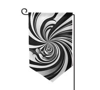 Bandiera da giardino di benvenuto per esterni, piccola bandiera, 31,8 x 45,7 cm, doppia faccia, resistente alle intemperie, bandiera per casa, bianca, nera, design a vortice, bandiere verticali per