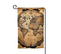 Bandiera da giardino di benvenuto per esterni, piccola bandiera, 31,8 x 45,7 cm, double face, resistente alle intemperie, bandiera per casa, mappa antica, mappamondo, bandiere verticali per casa