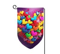 Bandiera da giardino di benvenuto per esterni, piccola bandiera, 31,8 x 45,7 cm, double face, resistente alle intemperie, bandiera per casa, cuore colorato, bandiere verticali per casa colonica