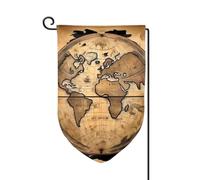 Bandiera da giardino di benvenuto per esterni, piccola bandiera, 31,8 x 45,7 cm, double face, resistente alle intemperie, bandiera per casa, mappa antica, mappamondo, bandiere verticali per casa