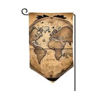 Bandiera da giardino di benvenuto per esterni, piccola bandiera, 31,8 x 45,7 cm, double face, resistente alle intemperie, bandiera per casa, mappa antica, mappamondo, bandiere verticali per casa