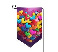 Bandiera da giardino di benvenuto per esterni, piccola bandiera, 31,8 x 45,7 cm, double face, resistente alle intemperie, bandiera per casa, cuore colorato, bandiere verticali per casa colonica