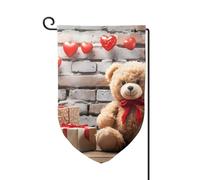 Bandiera da giardino di benvenuto per esterni piccoli bandiere da cortile 31,5 x 45,7 cm doppia faccia resistente alle intemperie bandiera per casa orso carino regalo di San Valentino bandiere