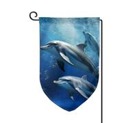 Bandiera da giardino di benvenuto per esterni piccoli bandiere da cortile 31,5 x 45,7 cm doppia faccia resistente alle intemperie bandiera per casa carino delfini bandiere verticali per fattoria