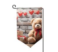 Bandiera da giardino di benvenuto per esterni piccoli bandiere da cortile 31,5 x 45,7 cm doppia faccia resistente alle intemperie bandiera per casa orso carino regalo di San Valentino bandiere