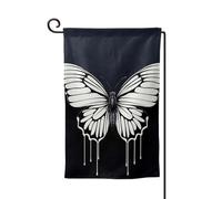 Bandiera da giardino di benvenuto per esterni piccoli bandiere da cortile 31 x 45 cm bandiera doppia faccia resistente alle intemperie bandiera per casa una farfalla bianca e nera bandiere verticali