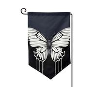 Bandiera da giardino di benvenuto per esterni piccoli bandiere da cortile 31 x 45 cm bandiera doppia faccia resistente alle intemperie bandiera per casa una farfalla bianca e nera bandiere verticali