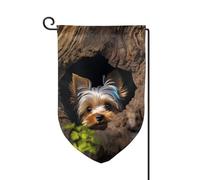 Bandiera da giardino di benvenuto per esterni piccoli bandiere da cortile 31 x 45 cm doppia faccia resistente alle intemperie bandiera per casa un piccolo Yorkshire terrier bandiere verticali per