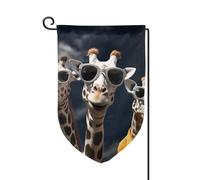 Bandiera da giardino di benvenuto per esterni piccoli bandiere da cortile 31 x 45 cm doppia faccia resistente alle intemperie bandiera della casa tre giraffe che indossano occhiali da sole bandiere