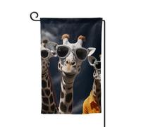 Bandiera da giardino di benvenuto per esterni piccoli bandiere da cortile 31 x 45 cm doppia faccia resistente alle intemperie bandiera della casa tre giraffe che indossano occhiali da sole bandiere