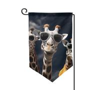 Bandiera da giardino di benvenuto per esterni piccoli bandiere da cortile 31 x 45 cm doppia faccia resistente alle intemperie bandiera della casa tre giraffe che indossano occhiali da sole bandiere
