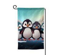 Bandiera da giardino di benvenuto per esterni piccoli bandiere da cortile 31 x 45 cm doppia faccia resistente alle intemperie bandiera per casa cinque simpatici pinguini bandiere verticali per