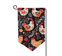 Bandiera da giardino di benvenuto per esterni piccoli bandiere da cortile 31 x 45 cm doppia faccia resistente alle intemperie bandiera per casa carino gallo galline bandiere verticali per fattoria