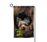 Bandiera da giardino di benvenuto per esterni piccoli bandiere da cortile 31 x 45 cm doppia faccia resistente alle intemperie bandiera per casa un piccolo Yorkshire terrier bandiere verticali per