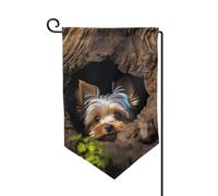 Bandiera da giardino di benvenuto per esterni piccoli bandiere da cortile 31 x 45 cm doppia faccia resistente alle intemperie bandiera per casa un piccolo Yorkshire terrier bandiere verticali per