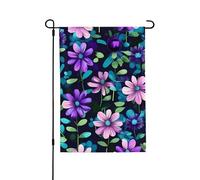 Bandiera da giardino di benvenuto per esterni piccoli cortili, 71 x 101 cm, doppia faccia resistente alle intemperie, bandiera per casa, camelia viola, bandiere verticali per casa colonica all'aperto