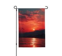 Bandiera da giardino di benvenuto per esterni piccoli cortili, 71 x 101 cm, doppia faccia resistente alle intemperie, bandiera per casa, tramonto rosso fuoco, bandiere verticali per fattoria