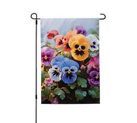 Bandiera da giardino di benvenuto per esterni piccoli cortili, 71 x 101 cm, doppia faccia resistente alle intemperie, bandiera della casa fiori del pensiero bandiere verticali per fattoria all'aperto