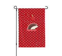 Bandiera da giardino di benvenuto per esterni piccoli giardini bandiere 71 x 101 cm doppia faccia resistente alle intemperie bandiera per casa rosso a pois riccio bandiere verticali per fattoria