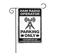 Bandiera da giardino di benvenuto, prosciutto, radio, operatore, parcheggio, solo giardino, bandierine estive da giardino, bandiere da giardino per l'estate