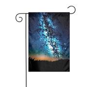 Bandiera da giardino di benvenuto, resistente alle intemperie, stagionale, da 12 x 18 pollici, con cielo pieno di stelle, piccola per decorazioni da esterno per casa e fattoria.