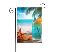 Bandiera da giardino di benvenuto, resistente alle intemperie, stagionale, da 12 x 18 pollici, con cocktail tropicale e stelle marine, piccola per decorazioni da esterno in stile fattoria.