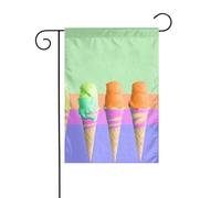 Bandiera da giardino di benvenuto, resistente alle intemperie, stagionale, da 12 x 18 pollici, con sfumatura arcobaleno e gelato, piccola, per decorazioni da esterno, casa, fattoria.