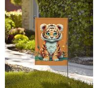 Bandiera da giardino di benvenuto, resistente alle intemperie, stagionale, da cortile, 71 x 101 cm, bandiere per esterni su entrambi i lati, anno della tigre, divertente tigre, piccole bandiere da