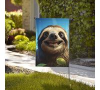 Bandiera da giardino di benvenuto, resistente alle intemperie, stagionale, da cortile, 71 x 101 cm, bandiere per esterni su entrambi i lati, motivo divertente bradipo, piccole bandiere da giardino