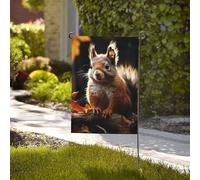 Bandiera da giardino di benvenuto, resistente alle intemperie, stagionale, da cortile, 71 x 101 cm, bandiere per esterni su entrambi i lati, scoiattolo nel bosco, piccole bandiere da giardino, per