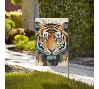 Bandiera da giardino di benvenuto, resistente alle intemperie, stagionale, da cortile, 71 x 101 cm, doppia faccia, bandiere per esterni, con volto di tigre, piccole bandiere da giardino per esterni