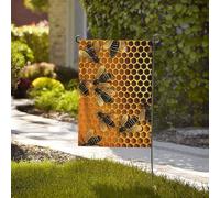 Bandiera da giardino di benvenuto, resistente alle intemperie, stagionale, da cortile, 71 x 101 cm, doppia faccia, per esterni, con api sull'alveare, piccole bandiere da giardino, per esterni, casa